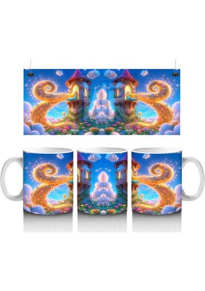 Sevimli Ejderha Figürlü Çocuklara Özel Renkli Cadılar Bayramı Baskılı Kupa