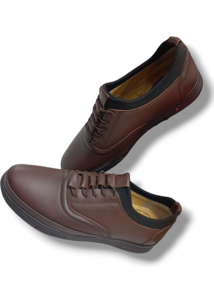 GR0194 Deri Günlük Kullanım Gizli Bağcıklı Jel Taban Casual Erkek Klasik Ayakkabı