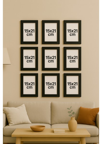 15X21 cm Pvc Camlı Plastik Siyah Boş Çerçeve Fotoğraf Çerçevesi Masaüstü ve Duvar Kullanımı 12 Adet