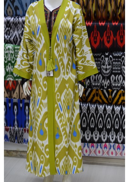 Ikat Desenli Kaftan Kimono