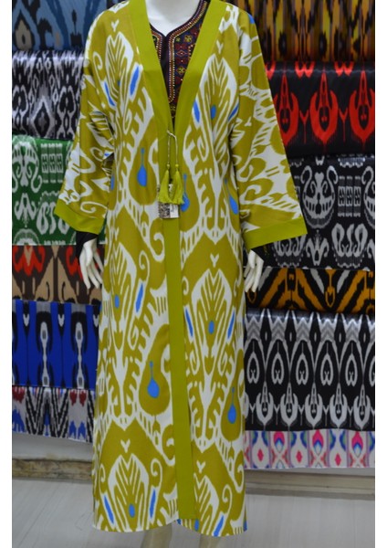 Ikat Desenli Kaftan Kimono modelleri