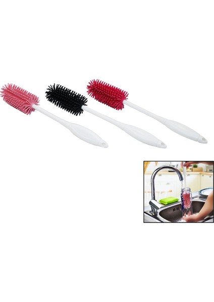 Silicone Temizlik Fırçası, Termos, Sürahi, Kavanoz, Kattle ve Matara Için Uygun