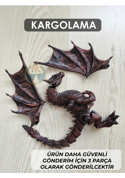 3D Baskı Bronz Renkli Öfkeli Ejderha Figürü