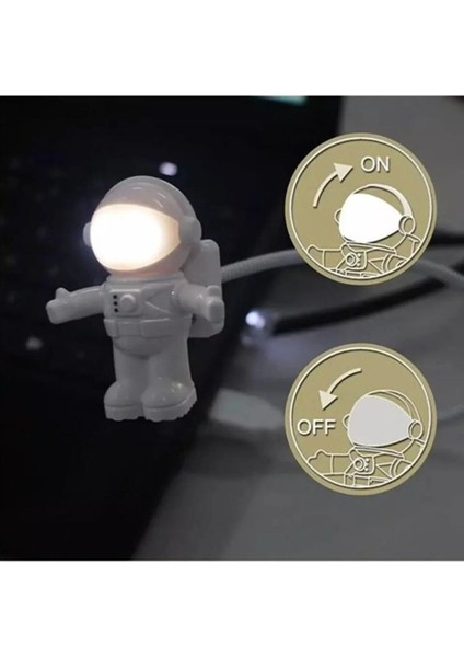 Beyaz Uzay Temalı LED USB Gece ve Okuma Işığı, Klavye Işığı, Eğlenceli Tasarım indirimleri