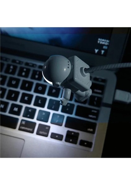 Beyaz Uzay Temalı LED USB Gece ve Okuma Işığı, Klavye Işığı, Eğlenceli Tasarım