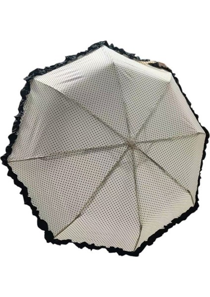 TK-3665 Katlanır Otomatik Şemsiye 8 Telli Desenli Fırfırlı