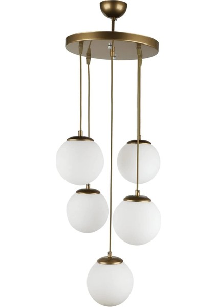 Rustik Spor Avize Seti, 5'li, Beyaz Cam, Eskitme Boya, Kahverengi Detaylarla Şıklık Sağlar fiyatları