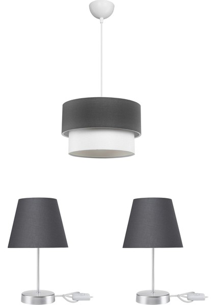 Gri Yatak Odası Aydınlatma Seti, Şık ve Modern Avize Tasarımı