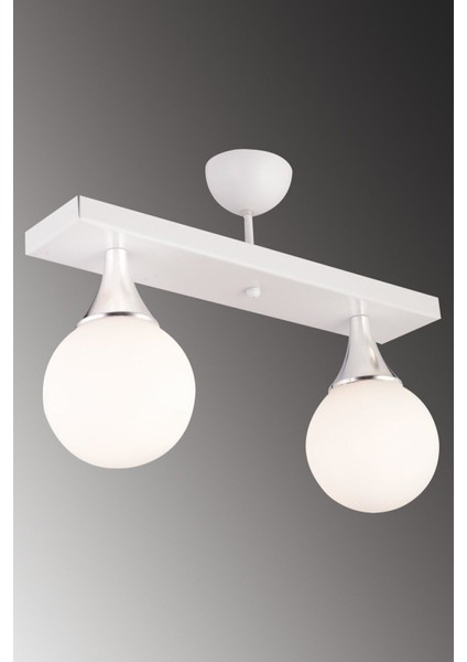 Modern Ikili Dikdörtgen Krom Avize, Beyaz Cam Detaylı, Şık ve Zarif Tasarım fiyatları