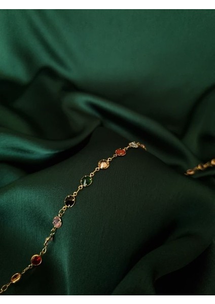 Gold Renk Renkli Oval Taşlı Ayarlanabilir Y Kolye fiyatları