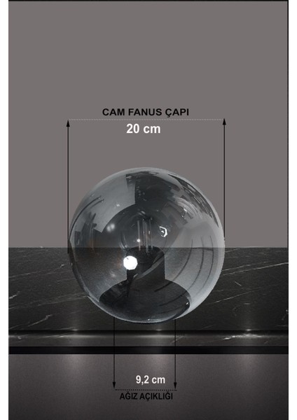 20 cm Füme Renk Cam Fanus Lambader, Şık ve Modern Dekoratif Aydınlatma modelleri