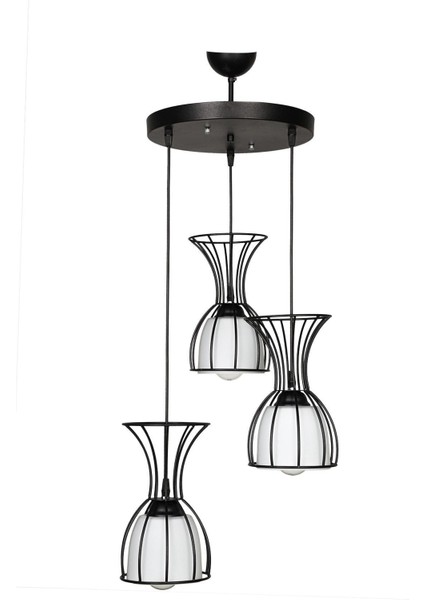 Şık Siyah Camlı 3'lü Avize, Modern ve Zarif Aydınlatma Seçeneği fiyatları