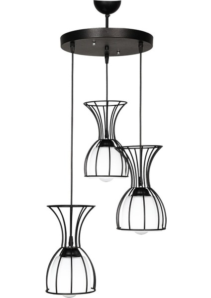 Şık Siyah Camlı 3'lü Avize, Modern ve Zarif Aydınlatma Seçeneği modelleri