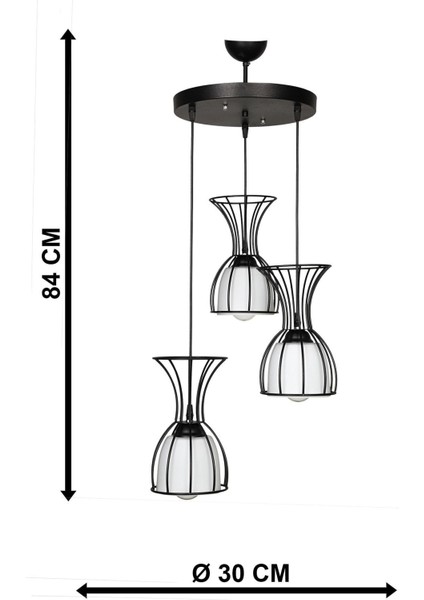 Şık Siyah Camlı 3'lü Avize, Modern ve Zarif Aydınlatma Seçeneği indirimleri