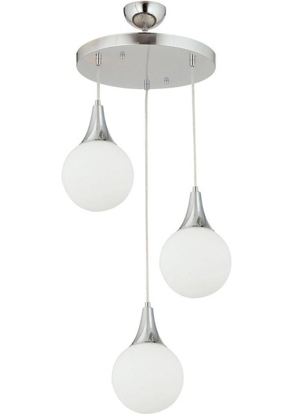 3'lü Yuvarlak Krom Sarkıt Avize, LED Ampul Dahil, Modern ve Şık Aydınlatma fırsatları