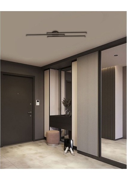 Modern Siyah Lineer Tavan Aydınlatması, 3’lü Çubuk LED Armatür