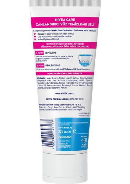 Canlandırıcı Yüz Temizleme Jeli E Vitaminli 225 ml Tüm Cilt Tipleri * 2 Adet fiyatları