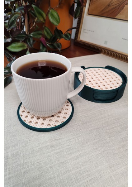 Hazeran | Bardak Altlığı | Hazeran Desenli Bardak Altlığı | 6'lı Standlı Set indirimleri