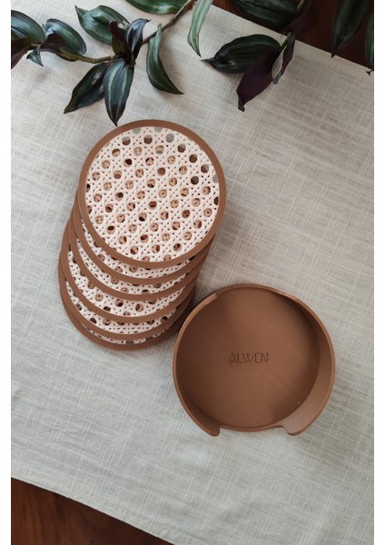 Hazeran | Bardak Altlığı | Hazeran Desenli Bardak Altlığı | 6'lı Standlı Set modelleri