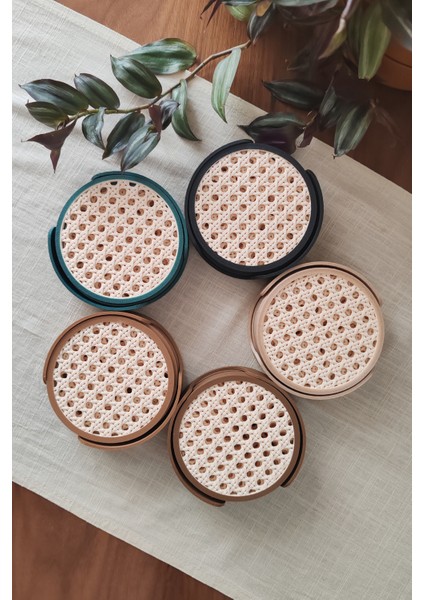 Hazeran | Bardak Altlığı | Hazeran Desenli Bardak Altlığı | 6'lı Standlı Set