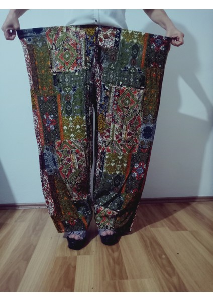 Beli Lastikli Etnik Desenli Viskon Pantolon %100 Pamuk fiyatları