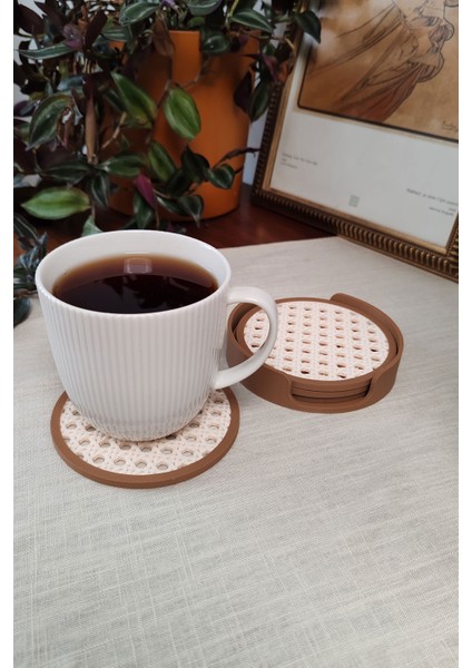 Hazeran | Bardak Altlığı | Hazeran Desenli Bardak Altlığı | 4'lü Standlı Set indirimleri