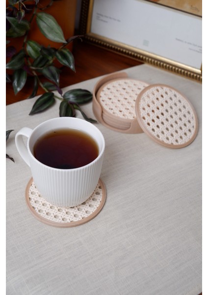 Hazeran | Bardak Altlığı | Hazeran Desenli Bardak Altlığı | 6'lı Standlı Set