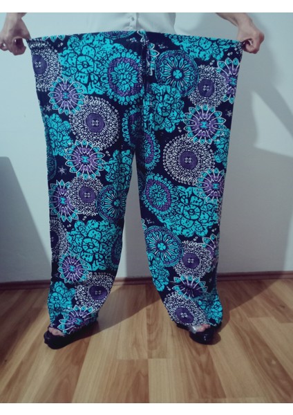 Beli Lastikli Etnik Desenli Viskon Pantolon %100 Pamuk modelleri