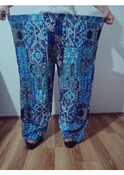 Beli Lastikli Etnik Desenli Viskon Pantolon %100 Pamuk fırsatları