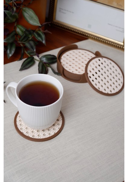 Hazeran | Bardak Altlığı | Hazeran Desenli Bardak Altlığı | 6'lı Standlı Set indirimleri