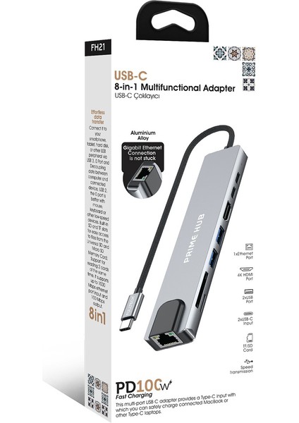 8 In1 Usb-C Çoklayıcı | 4K Hdmı, 100W Pd, Gigabit Ethernet, Sd/tf Kart Okuyucu, 2xusb-C + 2xusb 3.0 Çoklu Bağlantı Adaptörü fiyatları