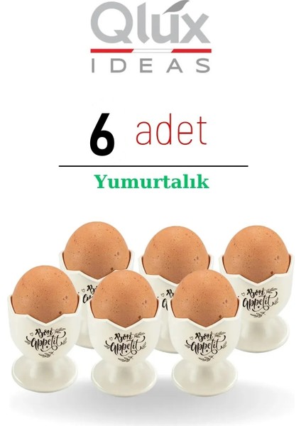 6 Adet Yumurta Sunumluk Qlux Sofra Masa 6 Adet Yumurta Sunumluk