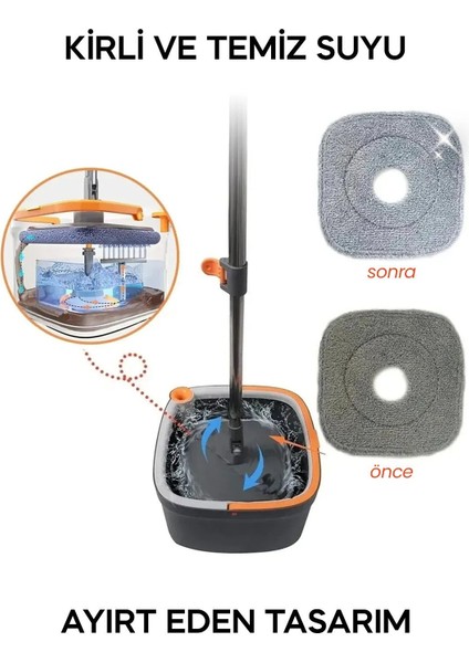 Yüksek Performanslı Mikrofiber Temizlik Seti, Su Ayırıcı Kare Mop 2'li indirimleri