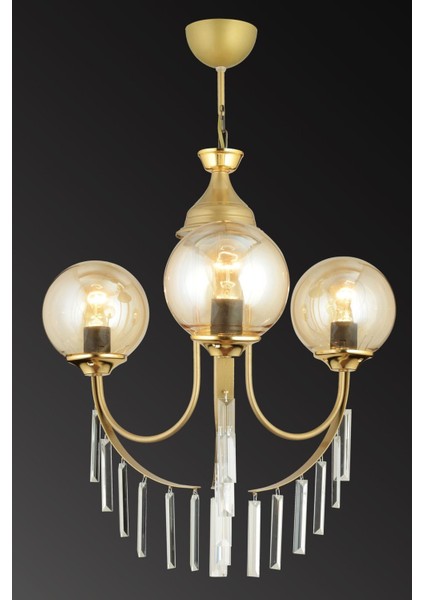 3'lü Bal Glop Camlı Lüks Kristal Avize, Eskitme Irmak Tasarımı fiyatları