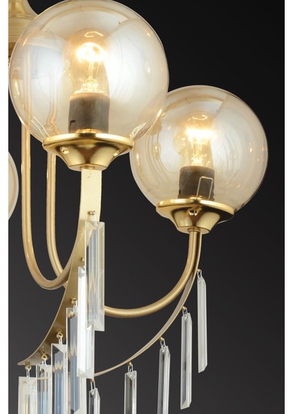 3'lü Bal Glop Camlı Lüks Kristal Avize, Eskitme Irmak Tasarımı indirimleri