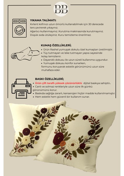 2’li Nakış Desenli, Çift Taraflı Baskı, Dekoratif Kırlent Kılıfı Seti – Bohem Stil, Fermuarlı fırsatları
