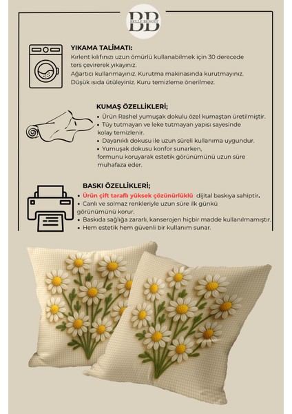 2’li Nakış Desenli, Çift Taraflı Baskı, Dekoratif Kırlent Kılıfı Seti – Bohem Stil, Fermuarlı modelleri