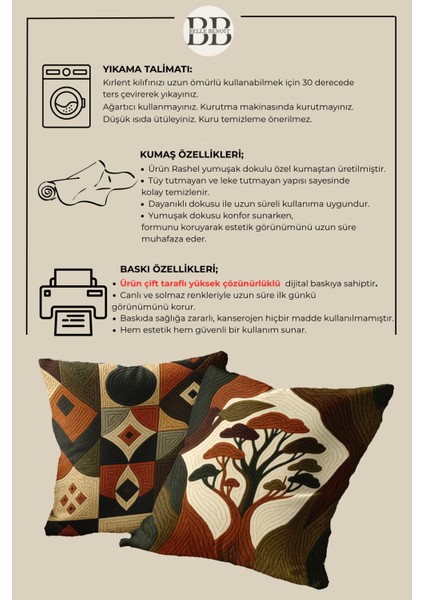 2’li Nakış Desenli, Çift Taraflı Baskı, Dekoratif Kırlent Kılıfı Seti – Bohem Stil, Fermuarlı fırsatları