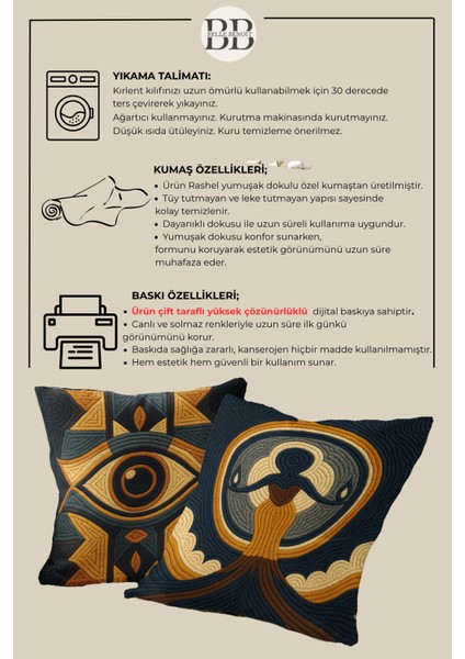 2’li Nakış Desenli, Çift Taraflı Baskı, Dekoratif Kırlent Kılıfı Seti – Bohem Stil, Fermuarlı fırsatları