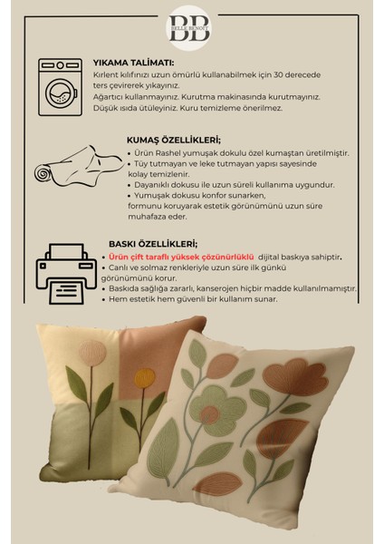 2’li Nakış Desenli, Çift Taraflı Baskı, Dekoratif Kırlent Kılıfı Seti – Bohem Stil, Fermuarlı fırsatları