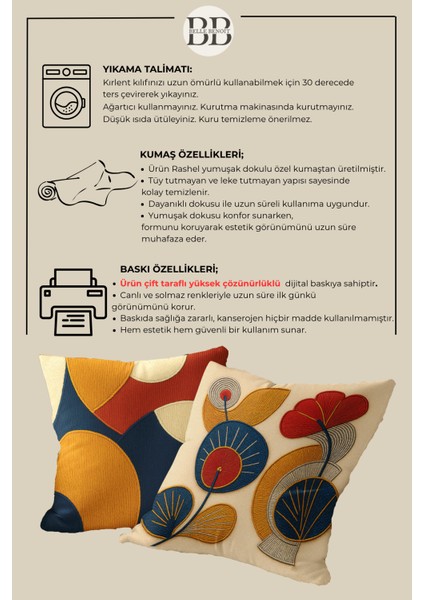 2’li Nakış Desenli, Çift Taraflı Baskı, Dekoratif Kırlent Kılıfı Seti – Bohem Stil, Fermuarlı fırsatları