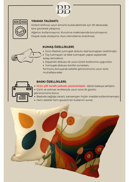 2’li Nakış Desenli, Çift Taraflı Baskı, Dekoratif Kırlent Kılıfı Seti – Bohem Stil, Fermuarlı fırsatları