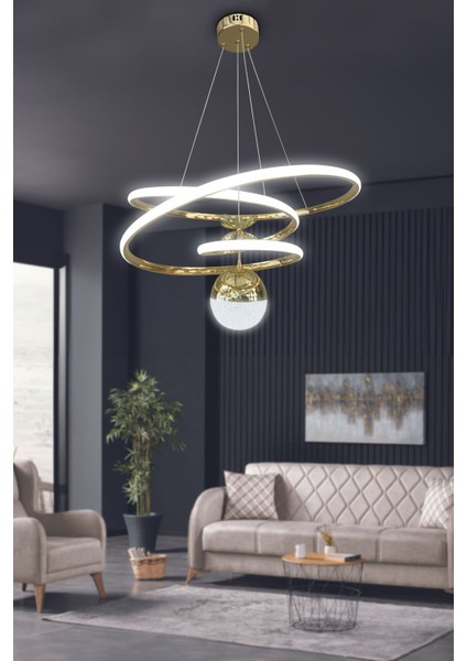 3 Metre Çok Renkli LED Salon ve Oturma Odası Avizesi, Şık ve Parlak Aydınlatma