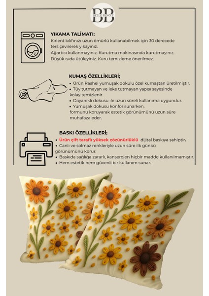 2’li Nakış Desenli, Çift Taraflı Baskı, Dekoratif Kırlent Kılıfı Seti – Bohem Stil, Fermuarlı modelleri