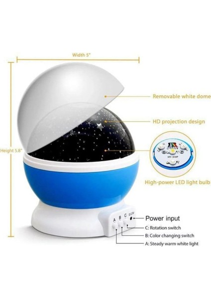 Renkli Yıldızlı Gökyüzü Temalı 16 cm Projeksiyon Gece Lambası modelleri