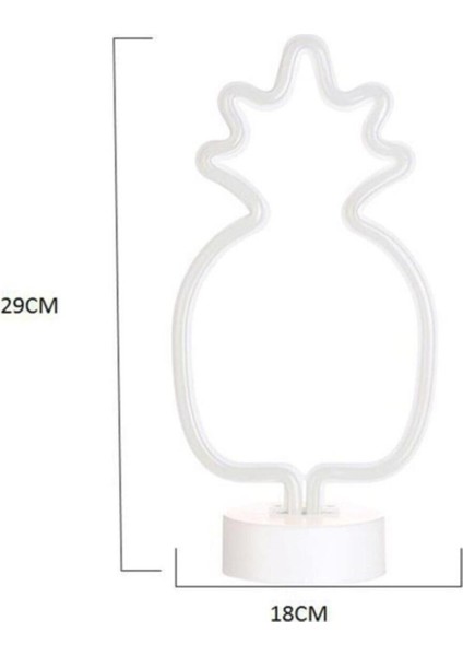 Ananas Şeklinde USB ve Pilli Neon LED Masa ve Gece Lambası, Renkli ve Şık Tasarım fiyatları