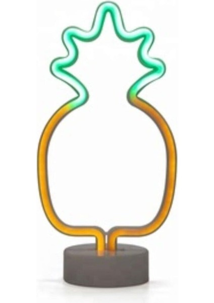 Ananas Şeklinde USB ve Pilli Neon LED Masa ve Gece Lambası, Renkli ve Şık Tasarım fırsatları