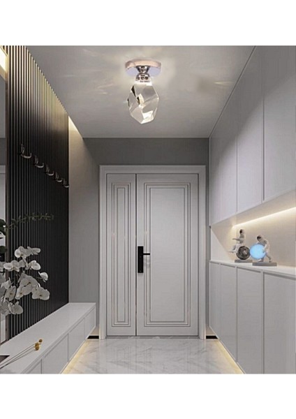 Şık Modern Kristal Taşlı Krom LED Avize, Parlak ve Zarif Aydınlatma Seçeneği