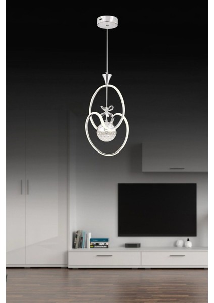 3 Renkli Krom LED Avize - Sarı, Beyaz, Gün Işığı, Modern ve Şık Tasarım