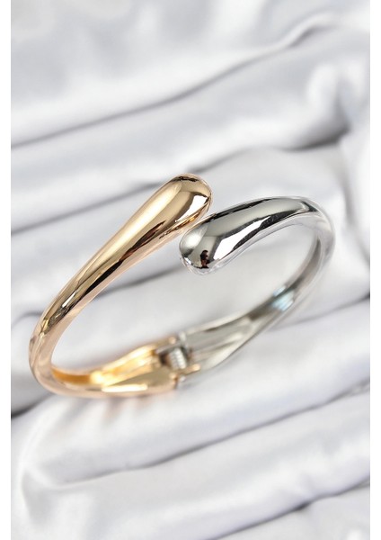 Pirinç Sarmal Model Gümüş ve Gold Renk Kadın Kelepçe